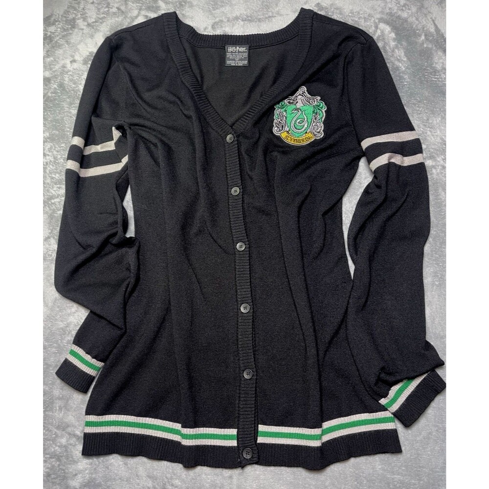 Harry Potter House of Slytherin black long womens cardigan 2XL logo costume fun